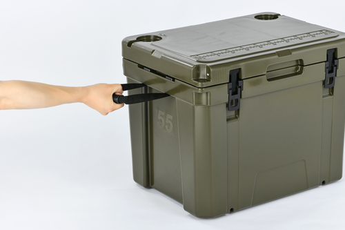 Removable double carry handles on Boright 65QT rotomolded cooler